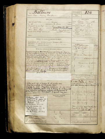 Balbure, Pierre Benjamin Hippolyte, né le 18 août 1899 à Amiens (Somme), classe 1919, matricule n° 826, Bureau de recrutement d'Amiens
