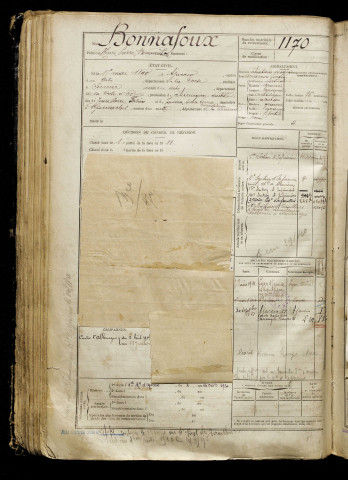 Bonnafoux, Henri Pierre Bonaventure, né le 15 mai 1890 à Ajaccio (Finistère), classe 1910, matricule n° 1170, Bureau de recrutement d'Abbeville