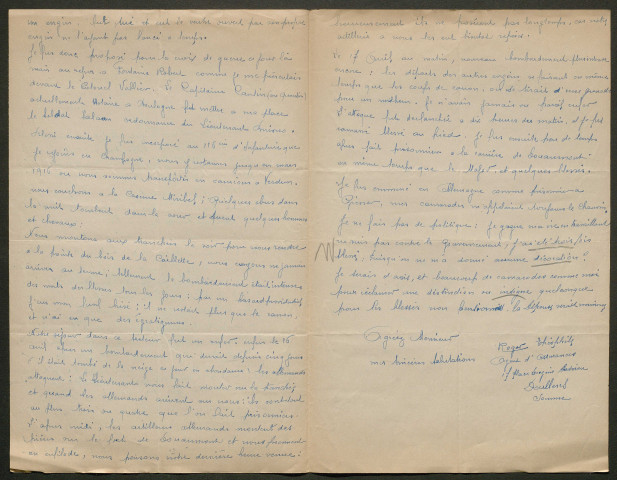 Témoignage de Roger, Théophile et correspondance avec Jacques Péricard
