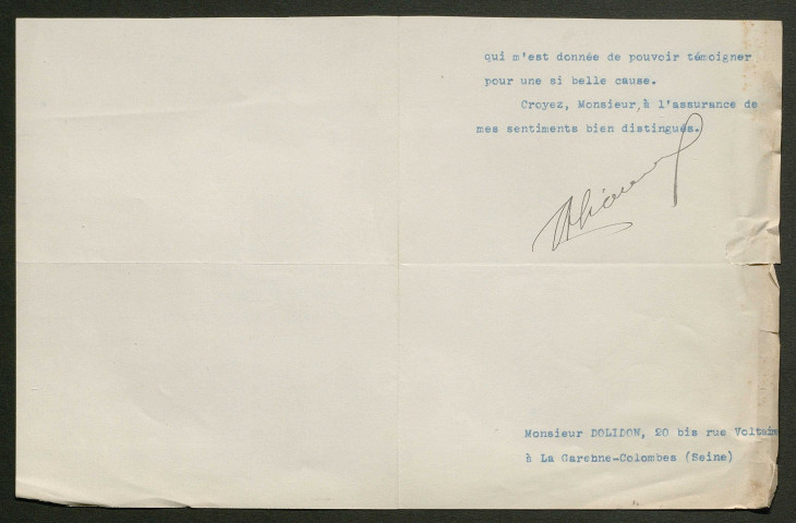 Témoignage de Dolidon et correspondance avec Jacques Péricard