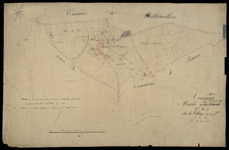 Plan du cadastre napoléonien - Marche-Allouarde (Marché à la Warde) : Village (Le), A