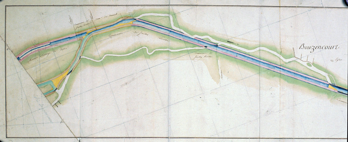 Plan et situation des travaux du canal de la Somme depuis Sailly-Laurette jusqu'au château de Vaire