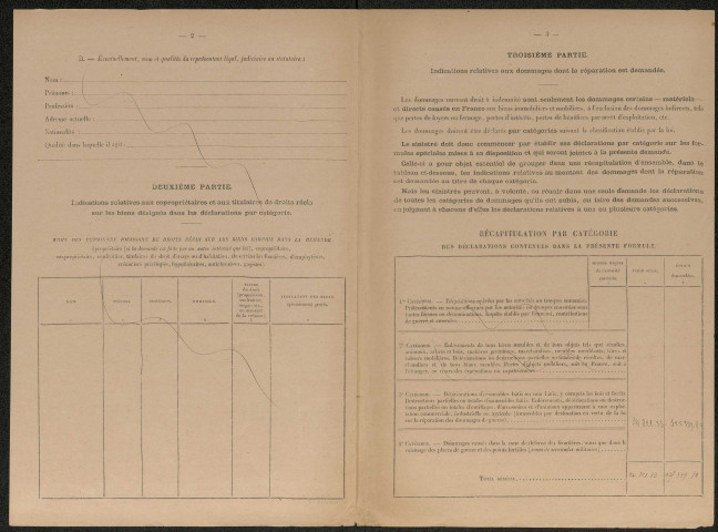 Péronne. Demande d'indemnisation des dommages de guerre : dossier Louis-Rohard