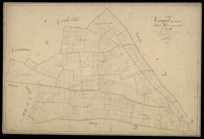 Plan du cadastre napoléonien - Hangest -sur-Somme (Hangest-sur-Somme) : Quignas (Les) ; Etroits (Les), E1