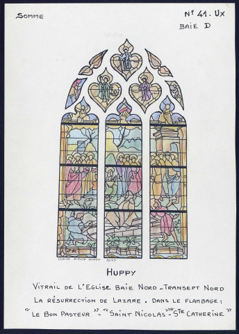 Huppy : vitrail de l'église, baie nord, transept nord - (Reproduction interdite sans autorisation - © Claude Piette)