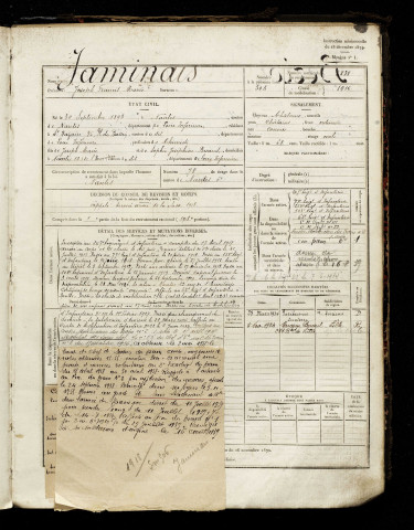 Jaminais, Joseph Francis Marie, né le 30 septembre 1898 à Nantes (Loire-Atlantique), classe 1918, matricule n° 2838, Bureau de recrutement d'Amiens