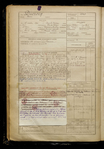 Ducrocq, Henri, né le 17 octobre 1901 à Auxi-le-Château (Pas-de-Calais), classe 1921, matricule n° 1540, Bureau de recrutement d'Abbeville