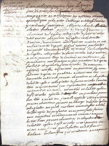 Etude de Me Jacques Scribe à Amiens (étude n°6). Minutes de l'année 1717