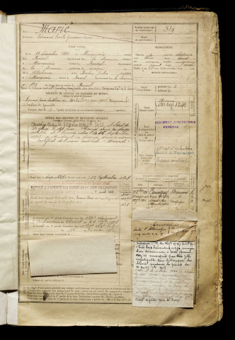 Marié, Edouard Emile Gustave, né le 11 décembre 1884 à Marquaix (Somme), classe 1904, matricule n° 519, Bureau de recrutement de Péronne