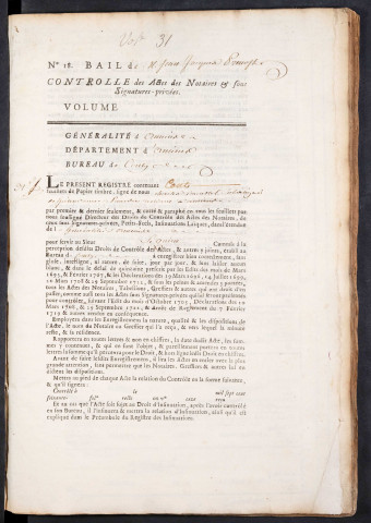 Contrôle des actes du bureau de Conty pour la période du 13 avril 1764 au 21 juin 1766