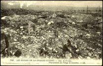 Carte postale intitulée "Les ruines de la Grande Guerre. Env. de Verdun. Emplacement du village de Cumières"