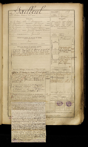 Bailleul, Abraham Ferdinand Emile, né le 16 mars 1878 à Bouvaincourt-sur-Bresle (Somme), classe 1898, matricule n° 1179, Bureau de recrutement d'Abbeville
