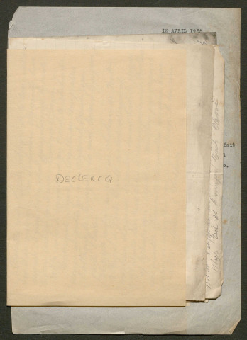 Témoignage de Declercq et correspondance avec Jacques Péricard