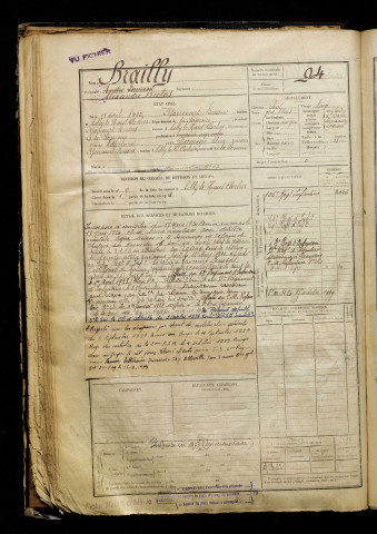 Brailly, Alexandre Nicolas, né le 11 avril 1900 à Yaucourt-Bussus (Somme), classe 1920, matricule n° 94, Bureau de recrutement d'Abbeville