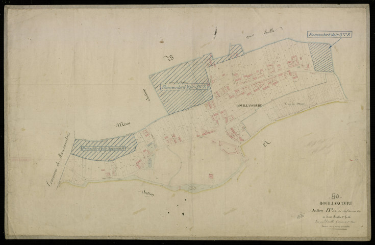 Plan du cadastre napoléonien - Bouillancourt-la-Bataille : Chef lieu (Le) ; Bourg (Le), B1