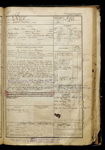 Poux, Marcel Emilien, né le 03 avril 1900 à Paris (Paris), classe 1920, matricule n° 379, Bureau de recrutement d'Abbeville