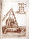 Planche illustrée du manuscrit de Philippe II Cavillier "l'art des fondeurs de cloches" figurant le levage de la chape