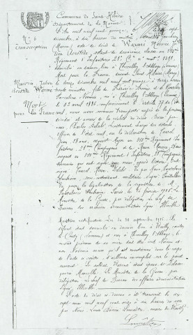 Transcription de l'acte de décès du soldat Maurice Julien Aristide Warmé, 350e Régiment d'Infanterie 21e Compagnie, mort pour la France le 12 décembre 1915