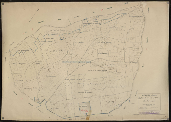 Plan du cadastre rénové - Beauval : section H