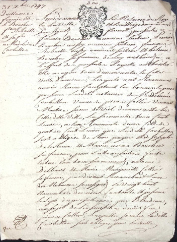Etude de Me Claude Lemarchand à Amiens (étude n°22). Minutes de l'année 1747