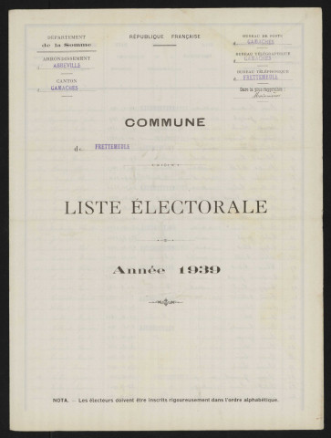 Liste électorale : Frettemeule