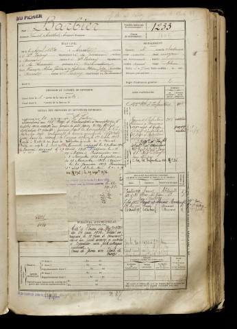 Barbier, Louis Aristide Arcade, né le 03 avril 1889 à Arrest (Somme), classe 1909, matricule n° 1233, Bureau de recrutement d'Abbeville