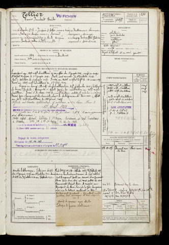 Tellier, Marius Prudent Emile, né le 15 décembre 1897 à Dompierre-sur-Authie (Somme), classe 1917, matricule n° 2688, Bureau de recrutement de Péronne
