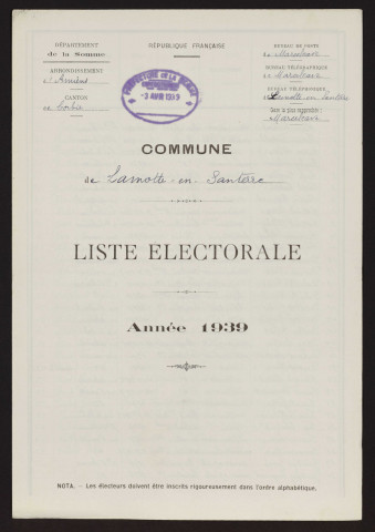 Liste électorale : Lamotte-Warfusée (Lamotte-en-Santerre)