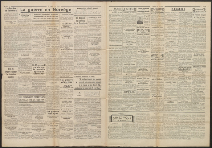 Le Progrès de la Somme, numéro 22121, 15 avril 1940