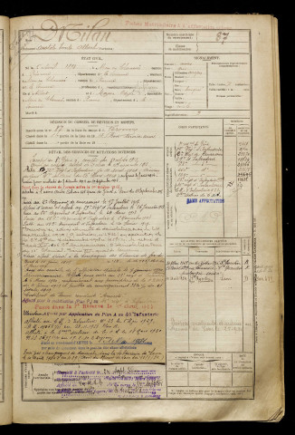 Milan, Anatole Emile Albert, né le 05 avril 1893 à Estrées-Mons (Somme), classe 1913, matricule n° 87, Bureau de recrutement de Péronne