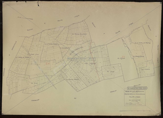 Plan du cadastre rénové - Senlis-le-Sec : section D