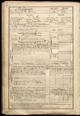 Delaporte, Armand Jules Alexis Albert, né le 04 mai 1874 à Halloy (Oise), classe 1894, matricule n° 440, Bureau de recrutement d'Amiens