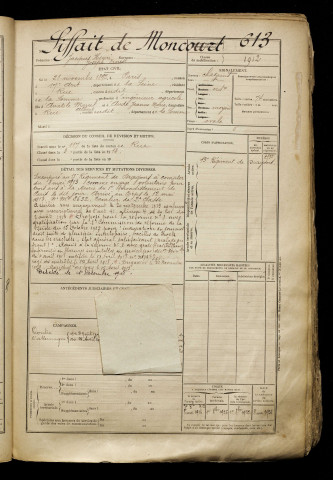 Siffait De Moncourt, Jacques Henri Joseph Ernest, né le 21 novembre 1892 à Paris 17e Arrondissement (Paris), classe 1912, matricule n° 613, Bureau de recrutement d'Abbeville