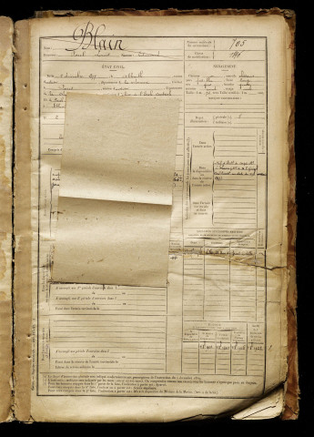 Blain, Paul Louis Edmond, né le 01 décembre 1877 à Abbeville (Somme), classe 1897, matricule n° 705, Bureau de recrutement d'Abbeville