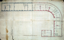 Plan de distribution des bâtiments de la maison régulière des dames de Sainte Geneviève, pensionnat de la Providence : plan du premier étage