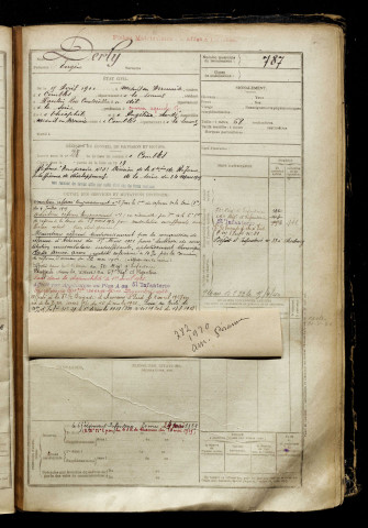 Derly, Eugène, né le 15 avril 1900 à Mesnil-en-Arrouaise (Somme), classe 1920, matricule n° 787, Bureau de recrutement de Péronne