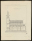Eglise de bourgs et villages PL.4. Eglise de Dreuil (Somme) par M. Massenot, architecte. Coupe Longitudinale