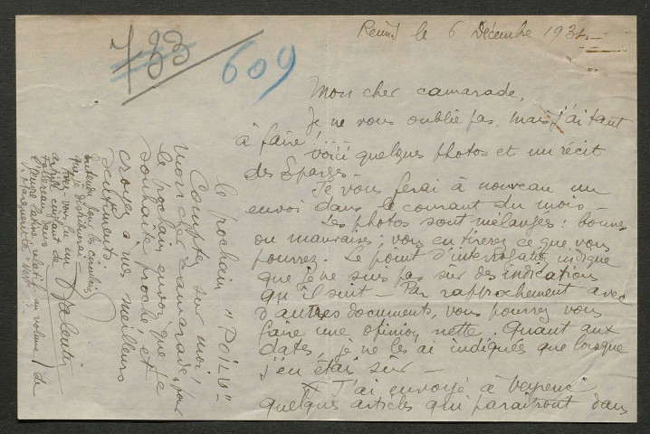 Témoignage de Valentin, Emile et correspondance avec Jacques Péricard