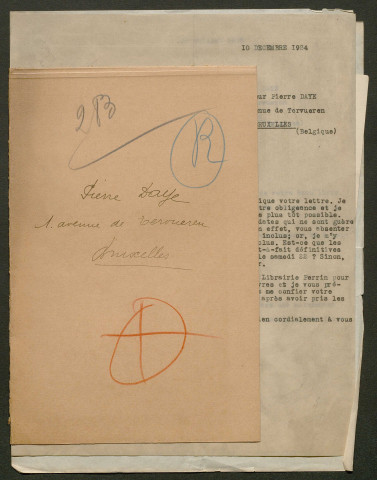 Témoignage de Daye, Pierre et correspondance avec Jacques Péricard