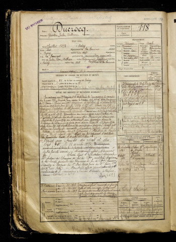 Ducrocq, Gaston Jules Arthur, né le 09 juillet 1898 à Crécy-en-Ponthieu (Somme), classe 1918, matricule n° 118, Bureau de recrutement d'Abbeville