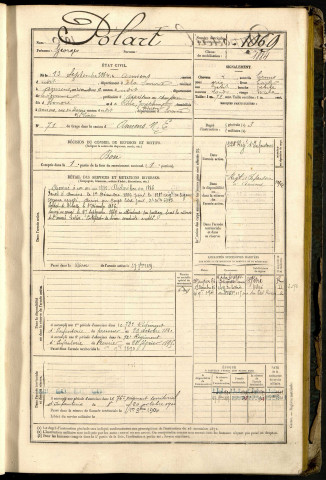 Polart, Georges, né le 13 septembre 1864 à Amiens (Somme, France), classe 1884, matricule n° 1069, Bureau de recrutement d'Amiens