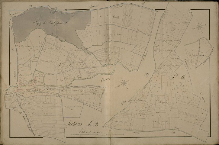Plan du cadastre napoléonien - Pont-de-Metz : A et B