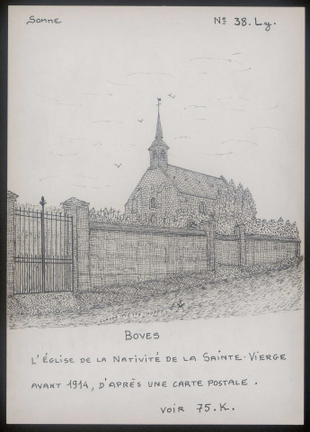 Boves : église de la nativité de la Sainte-Vierge avant 1914 - (Reproduction interdite sans autorisation - © Claude Piette)