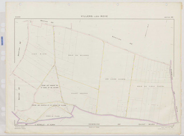Plan du cadastre rénové - Villers-les-Roye : section AD