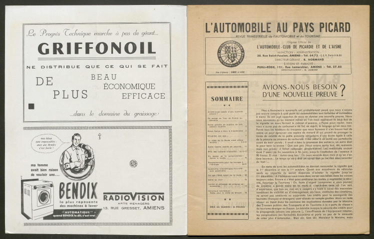 L'Automobile au Pays Picard. Revue de l'Automobile et du Tourisme. Organe officiel de l'Automobile-Club de Picardie et de l'Aisne, 390, octobre 1957