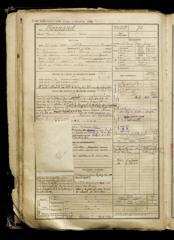 Bornand, René Henri, né le 27 mai 1896 à Sainte-Geneviève (Oise), classe 1916, matricule n° 76, Bureau de recrutement d'Amiens