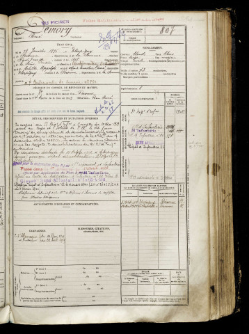 Demory, René, né le 18 janvier 1896 à Éterpigny (Somme), classe 1916, matricule n° 807, Bureau de recrutement de Péronne
