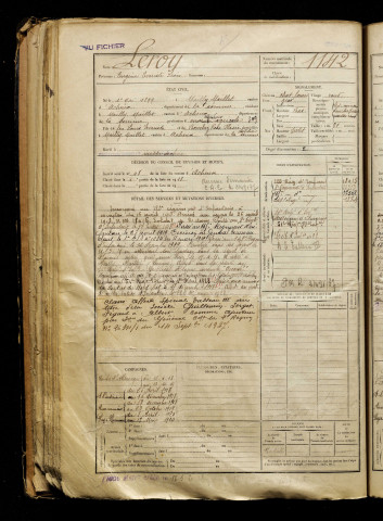 Leroy, Eugène Evariste Léon, né le 01 mai 1899 à Mailly-Maillet (Somme), classe 1919, matricule n° 1142, Bureau de recrutement d'Abbeville