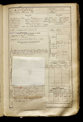 Degrez, Edgard Clovis Jules, né le 23 juin 1882 à Boisbergues (Somme), classe 1902, matricule n° 245, Bureau de recrutement d'Abbeville