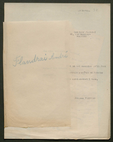 Témoignage de Flandrai, André et correspondance avec Jacques Péricard